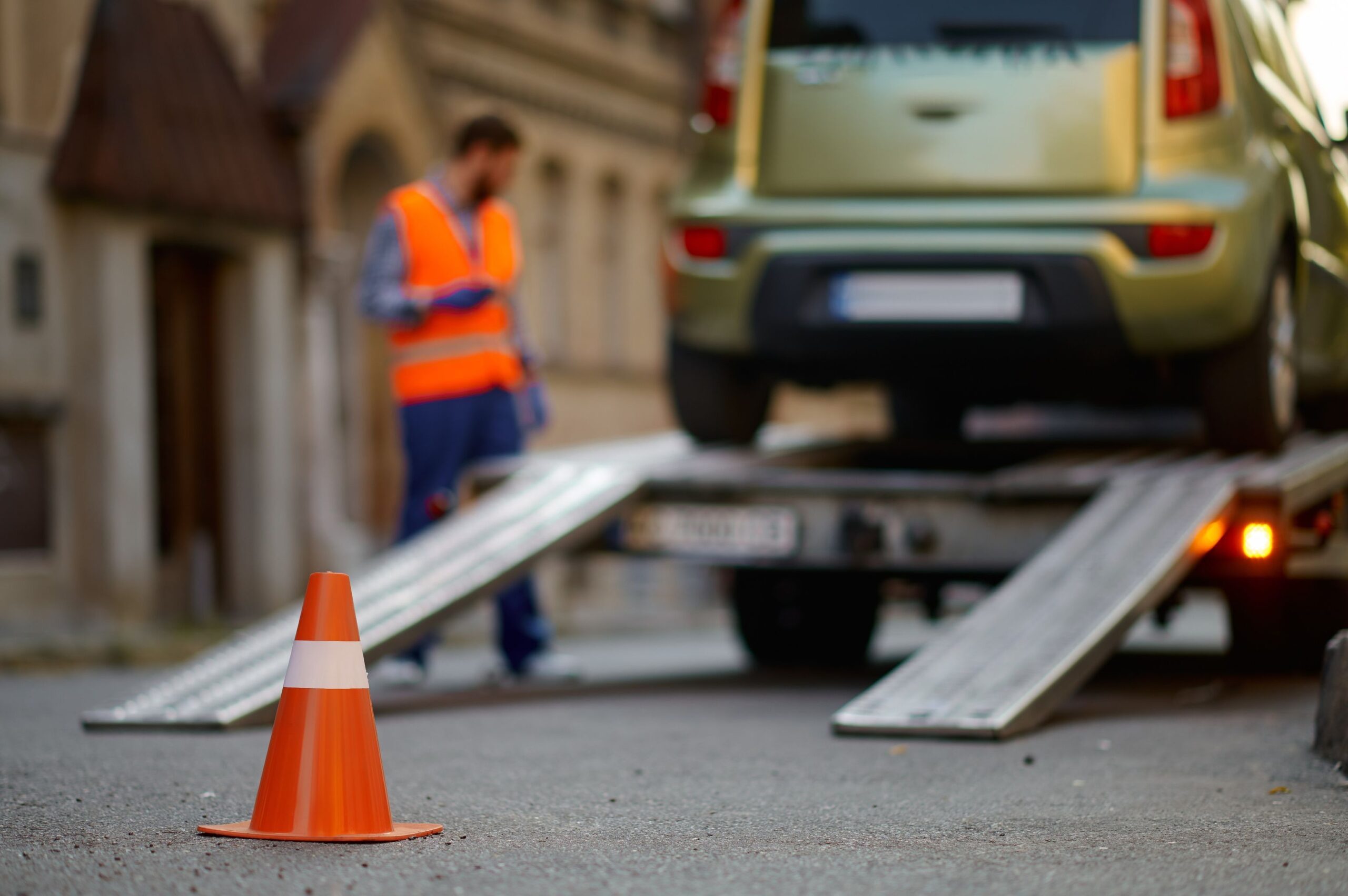 a traffic cone on the street