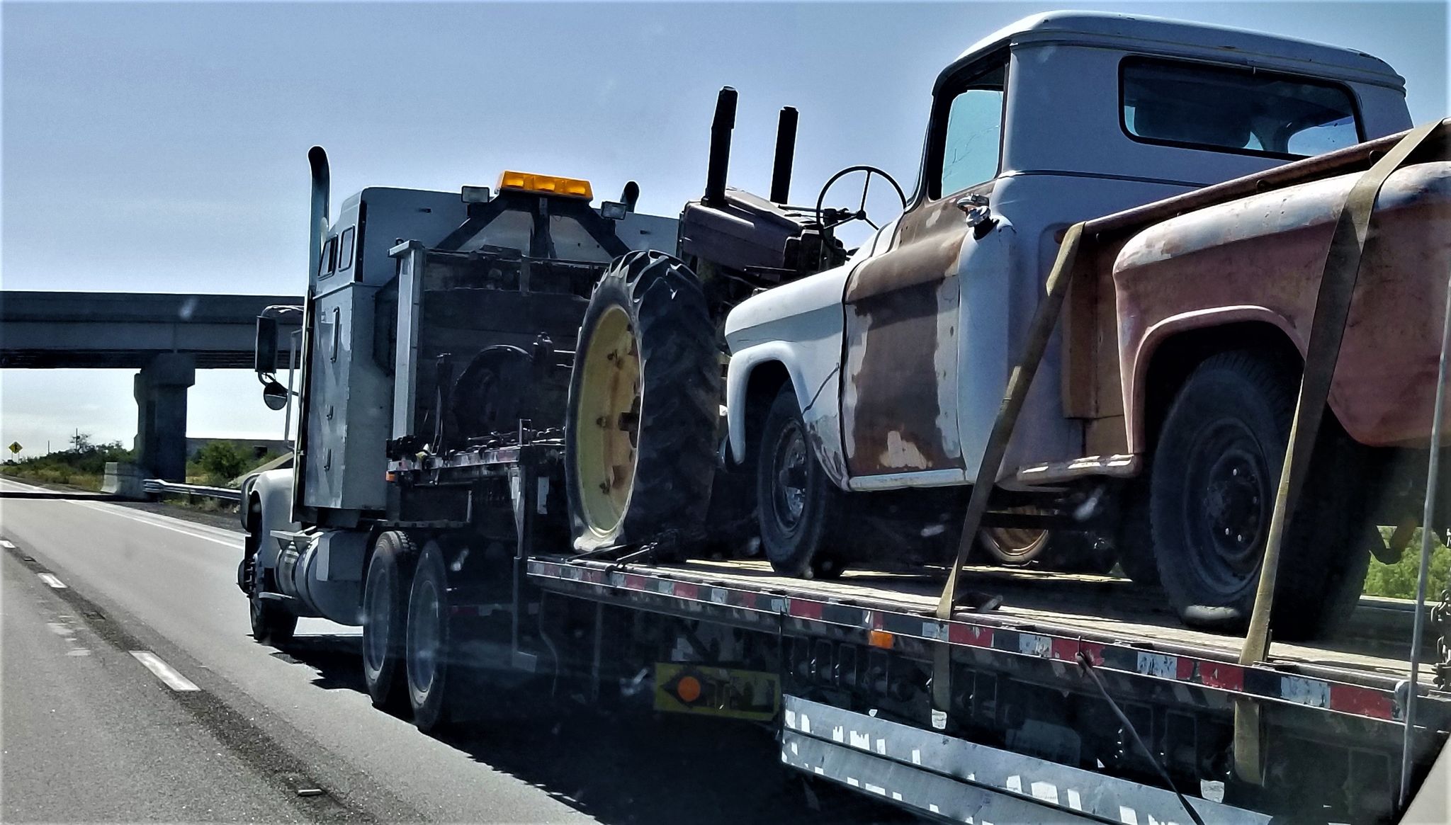 a truck on a flatbed